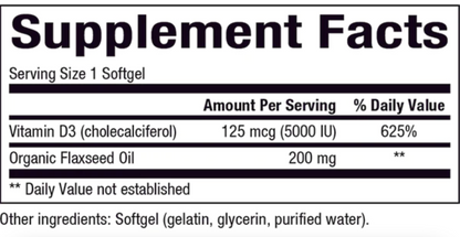 Natural Factors Vitamin D3 5000IU (125mcg) 120 Softgels