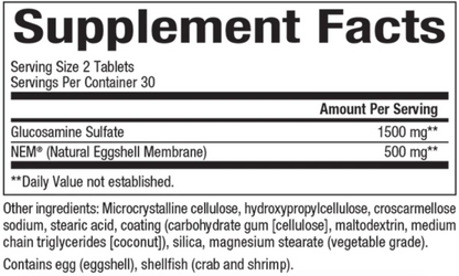 Natural Factors NEM (Natural Eggshell Membrane) Knee & Joint Formula with Glucosamine, 60 Tablets